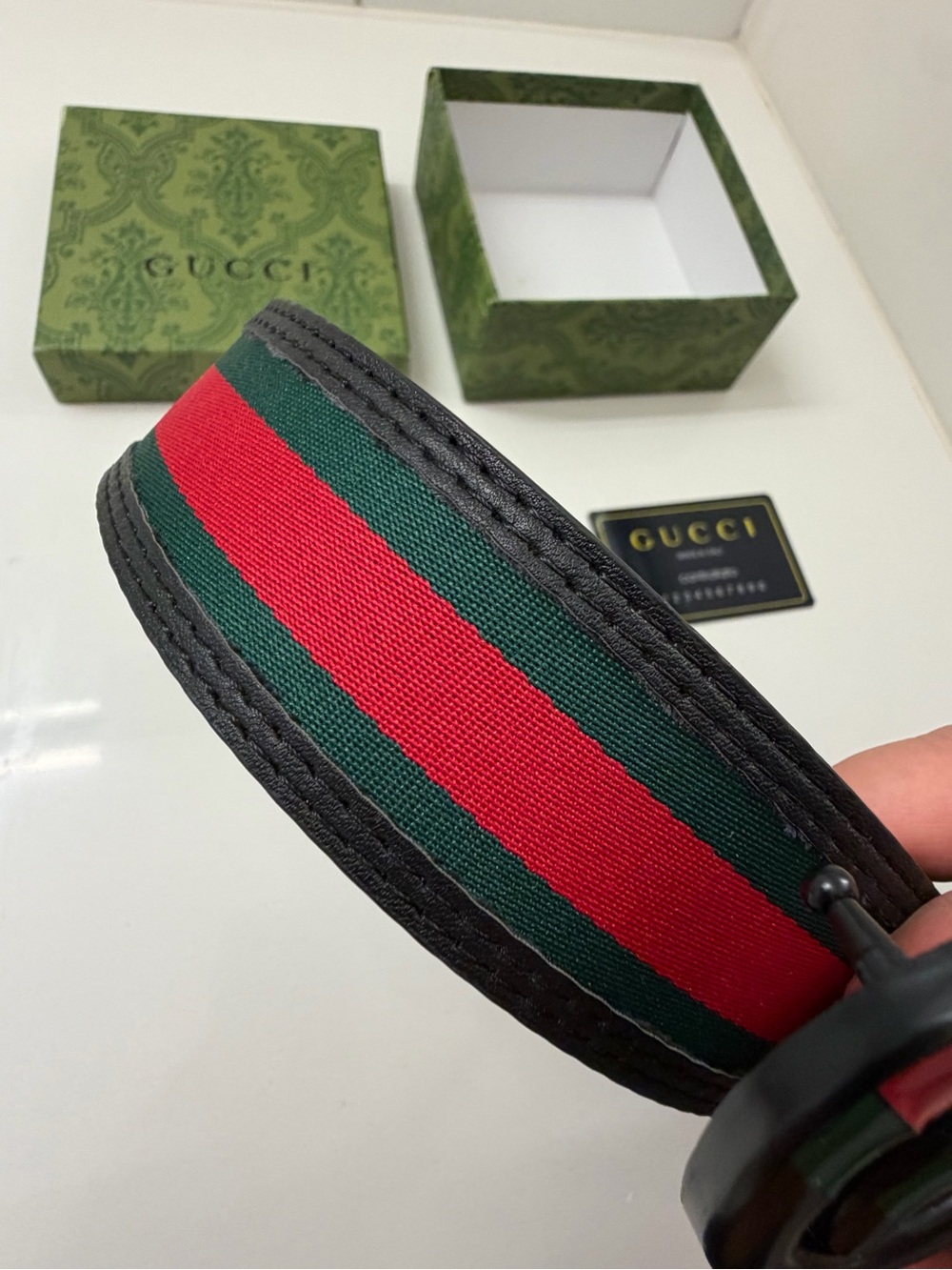 Gucci Interlocking G Web Belt – Black GG Buckle - Picture 8 of 11